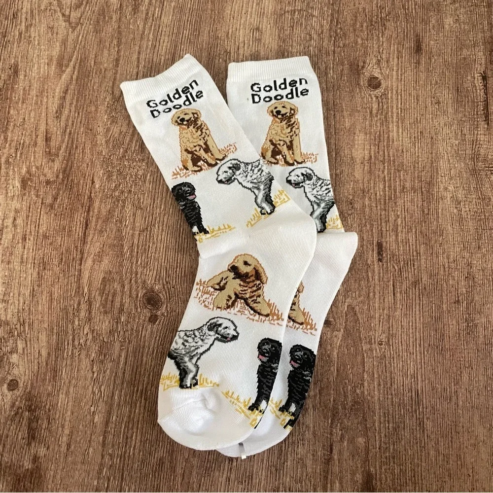 Golden Doodle Printed Crew Socks